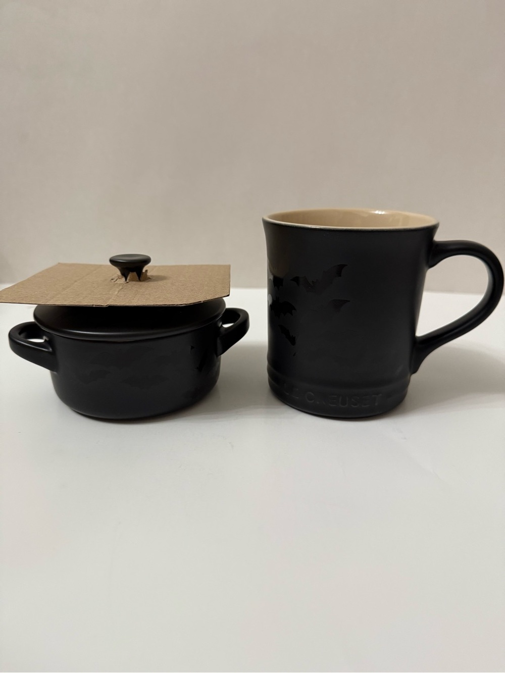 Le Creuset Matte Black with Bat Decal Bundle Set
